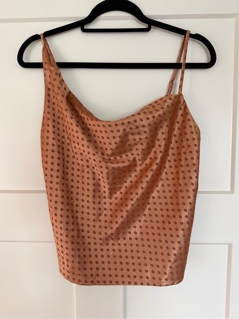 Majorelle Asymmetrical Polka Dot Tank in Rust Orange Size XS